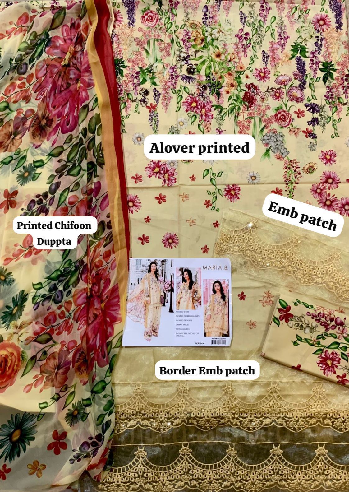 *Alhamdulillah*
𝘽𝙧𝙖𝙣𝙙 : *maria b baroque iznik replica
𝙎𝙩𝙪𝙛𝙛: *lawn 3pc