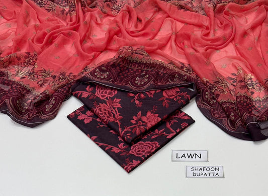 Luxury Breeze - 3PC Premium Lawn Unstitched Suit for Elegant Looks